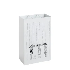 Porte parapluies métal blanc avec egouttoir plastique