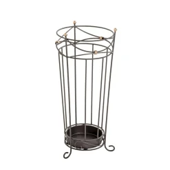 Porte parapluies vintage anthracite avec ornements dorés