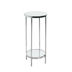 Porte plante en métal chromé et étagères en verre miroir