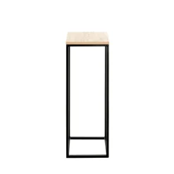 Porte plante en métal noir et plateau décor chêne