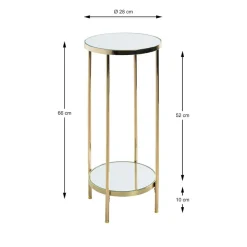 Porte plantes en métal laitonné avec étagères en verre miroir