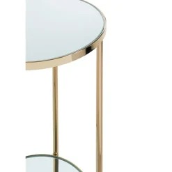 Porte plantes en métal laitonné avec étagères en verre miroir