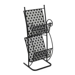 Porte revues avec 2 plateaux en Métal laqué Noir