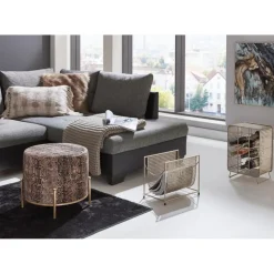 porte revues tube d'acier laqué doré