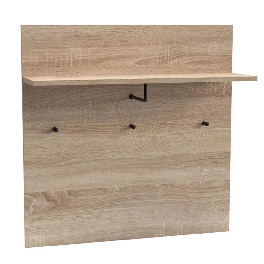 Portemanteau mural avec étagère et 3 patères Irysel Bois sonoma