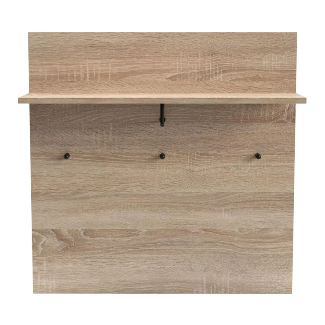 Portemanteau mural avec étagère et 3 patères Irysel Bois sonoma