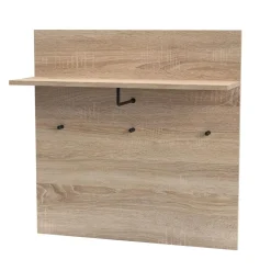 Portemanteau mural avec étagère et 3 patères Irysel Bois sonoma
