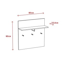 Portemanteau mural avec étagère et 3 patères Irysel Bois sonoma