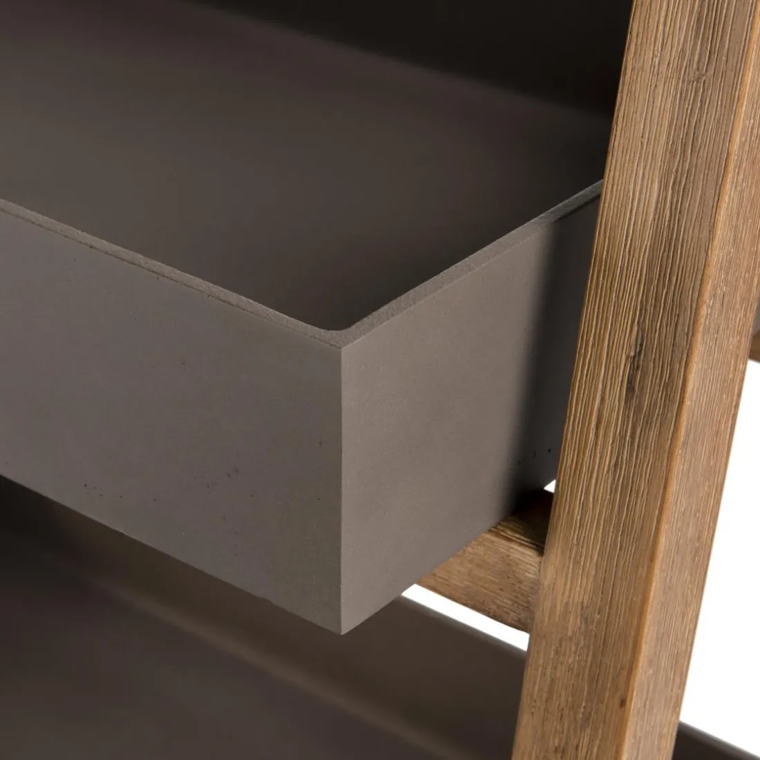 Porte-plantes, étagère en résine, effet Béton et Acacia - PM