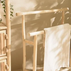 Porte-serviettes double portant en branches de Teck naturel WILL Beige