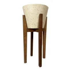 Pot Décoratif moyen en Bois et résine Plant Up Beige