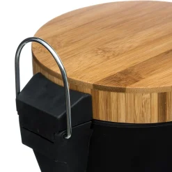 Poubelle 3 l Métal et Bambou Noir