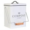 Poubelle de compostage blanc en métal et bois 5l COMPOX