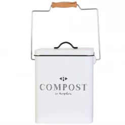 Poubelle de compostage blanc en métal et bois 5l COMPOX