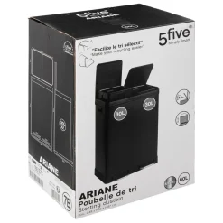 POUBELLE DE TRI 30L+30L NOIR ARIANE