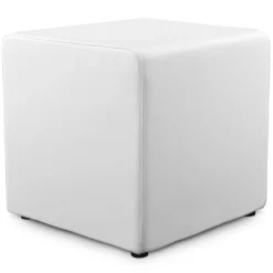 Pouf 'CUBE' de salon en matière synthétique blanche