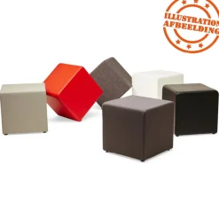 Pouf 'CUBE' de salon en matière synthétique blanche