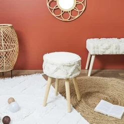 Pouf en Bois de Pin Style Scandicraft