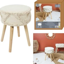 Pouf en Bois de Pin Style Scandicraft