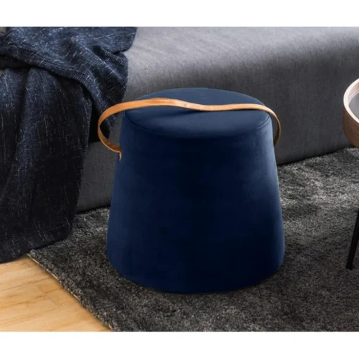 Pouf en Velours Bleu Style Scandinave
