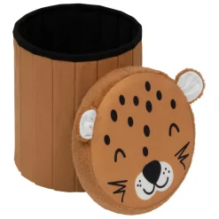 Pouf-coffre enfant léopard pliant