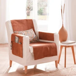 Protège canapé WHISPER 110x140 orange rouille