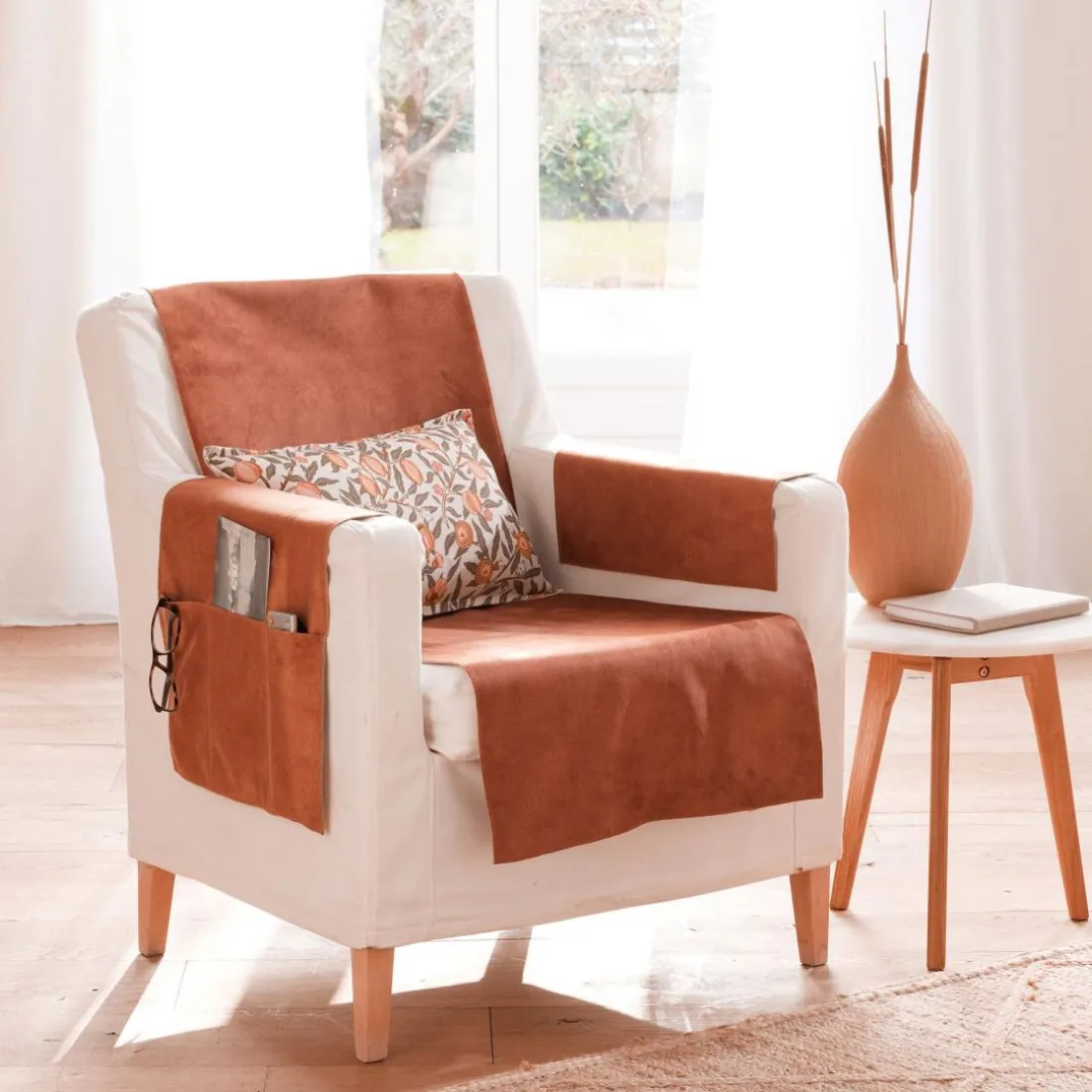 Protège canapé WHISPER 110x140 orange rouille