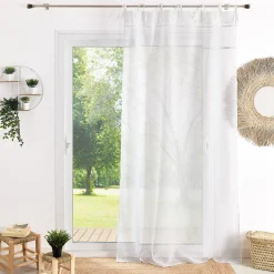 Px voilage etamine parement rubans 140x240 ALBA - blanc