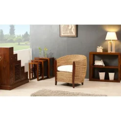 Rangement en Escalier 1 porte 7 tiroirs en bois mindi - Unique