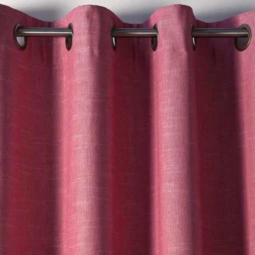 Rideau à oeillets unis occultants thermiques aspect chambray - Rose