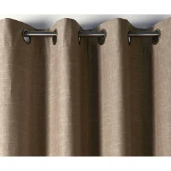 Rideau à oeillets unis occultants thermiques aspect chambray BECQUET - Marron