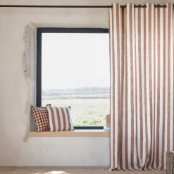 Rideau ameublement coton flamme 140x260 - terracotta