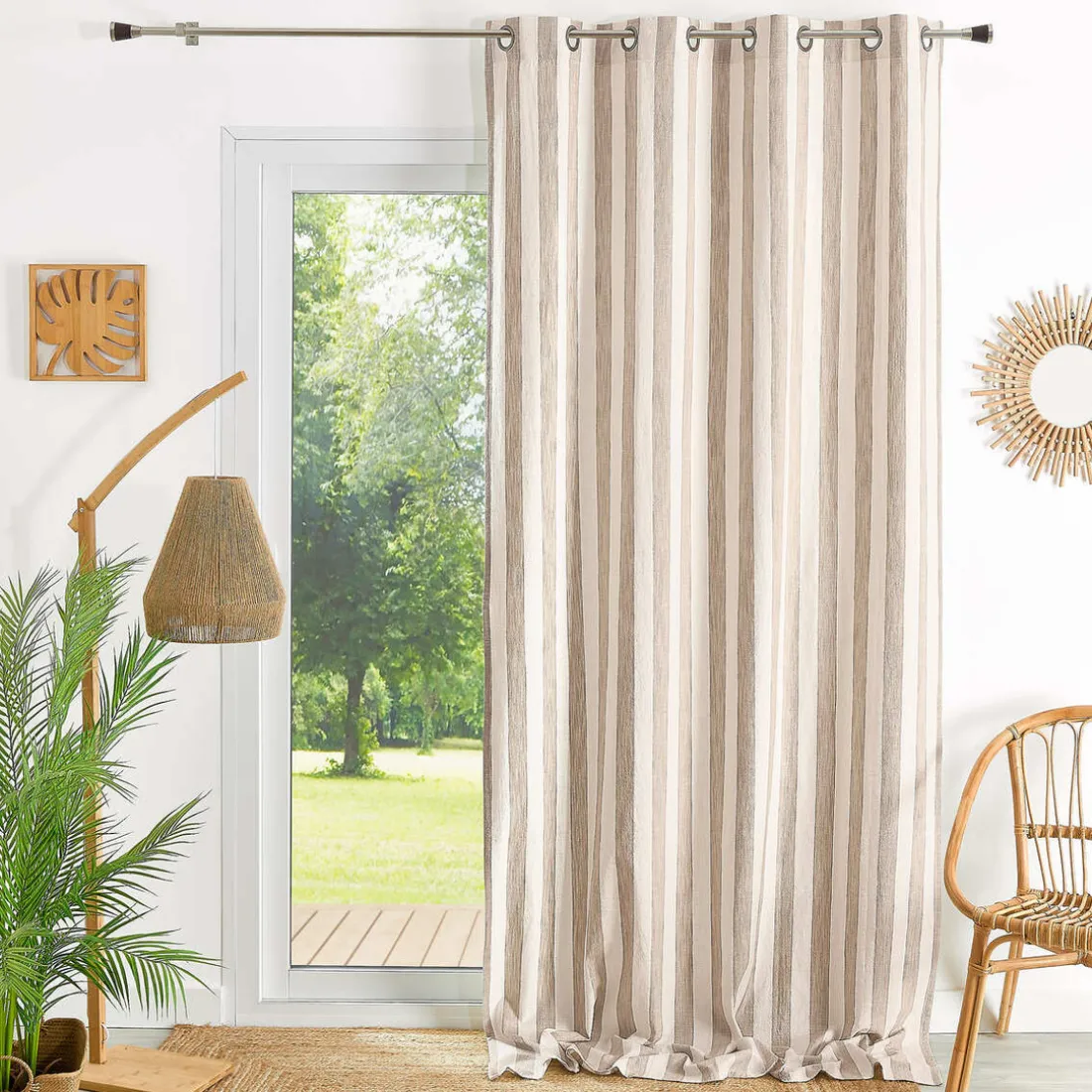 Rideau ameublement coton flamme 140x260 - beige