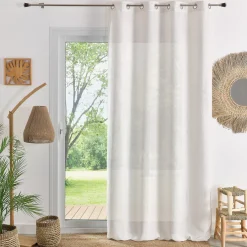 Rideau ameublement uni natte 140x260 NATURO - blanc
