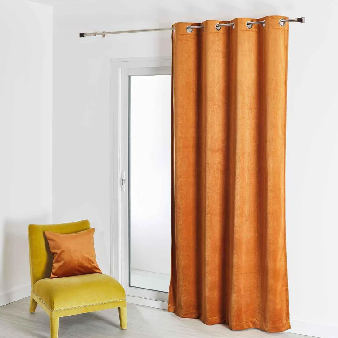 Rideau d'Ameublement Uni Cognac 135X260 cm VELOURS