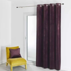 Rideau d'Ameublement Uni Prune 135X260 cm VELOURS