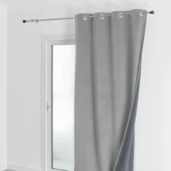 Rideau d'Ameublement Velours Double Polaire 135x280 cm VELVETA - Gris Perle