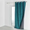 Rideau d'Ameublement Velours Double Polaire 135x280 cm VELVETA - Bleu Paon
