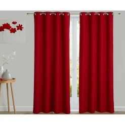 Rideau occultant thermique aspect natté Becquet - Rouge