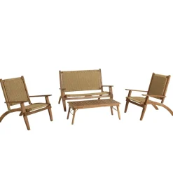Salon de jardin 4 places acacia huilé et rotin synthétique VICK