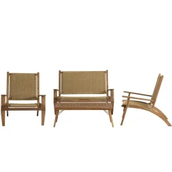 Salon de jardin 4 places acacia huilé et rotin synthétique VICK