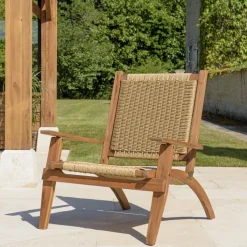 Salon de jardin 4 places acacia huilé et rotin synthétique VICK