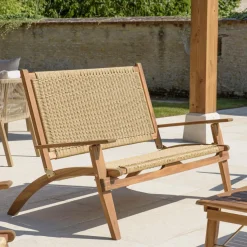 Salon de jardin 4 places acacia huilé et rotin synthétique VICK