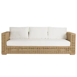 Salon de jardin 6 places en rotin synthétique ajouré beige VALERIA