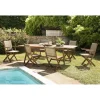 SALON DE JARDIN EN BOIS ACACIA 8/10 pers - Ensemble de jardin- 1 Table rectangulaire extensible 180/240*100 cm 4 chaises 2 fauteuils pliants acacia et rotin synthétique