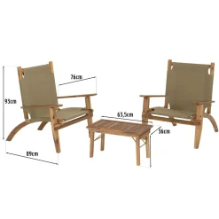 SALON DE JARDIN EN BOIS ACACIA 2 pers - 2 fauteuils et 1 table basse 63,5 x 36 cm