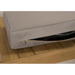 SALON DE JARDIN EN BOIS TECK : 1 Canapé 2 places, 2 fauteuils avec coussins waterproof et une table basse 110x60 cm