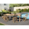 SALON DE JARDIN EN BOIS TECK 6/8 personnes - Ensemble de jardin - 1 Table rectangulaire 220*100 cm et 6 chaises textilène taupe
