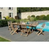 SALON DE JARDIN EN BOIS TECK 8/10 pers - Ensemble de jardin - 1 Table rectangulaire extensible 180/240*100 cm et 6 chaises taupe