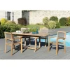 SALON DE JARDIN EN BOIS TECK 4/6 pers - Ensemble de jardin -1 Table rectangulaire extensible 120/180*90 cm - 4 fauteuils empilables taupe